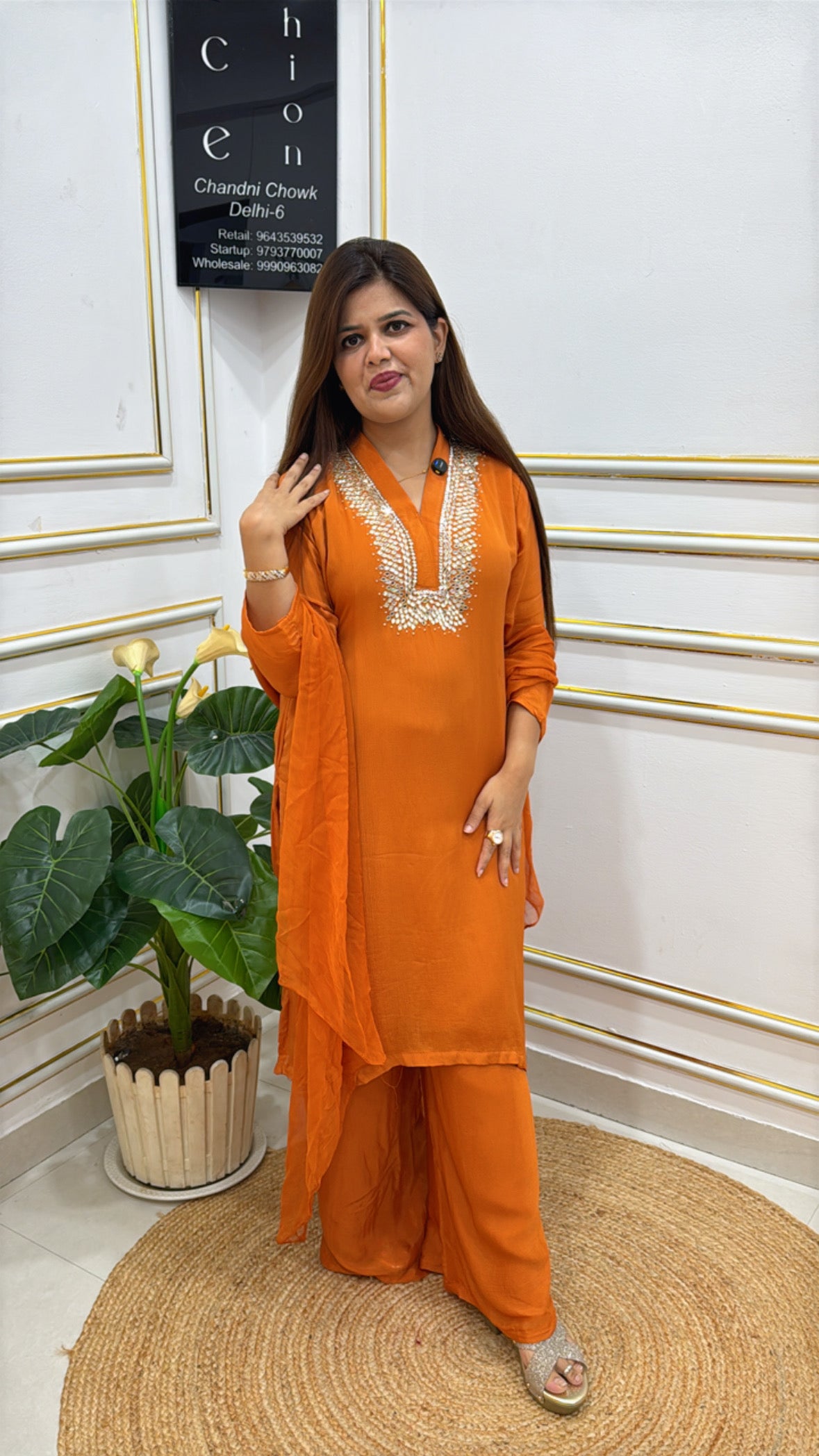 Pure Chinnon ready to wear coord set with premium pure handwork detailing GF 238