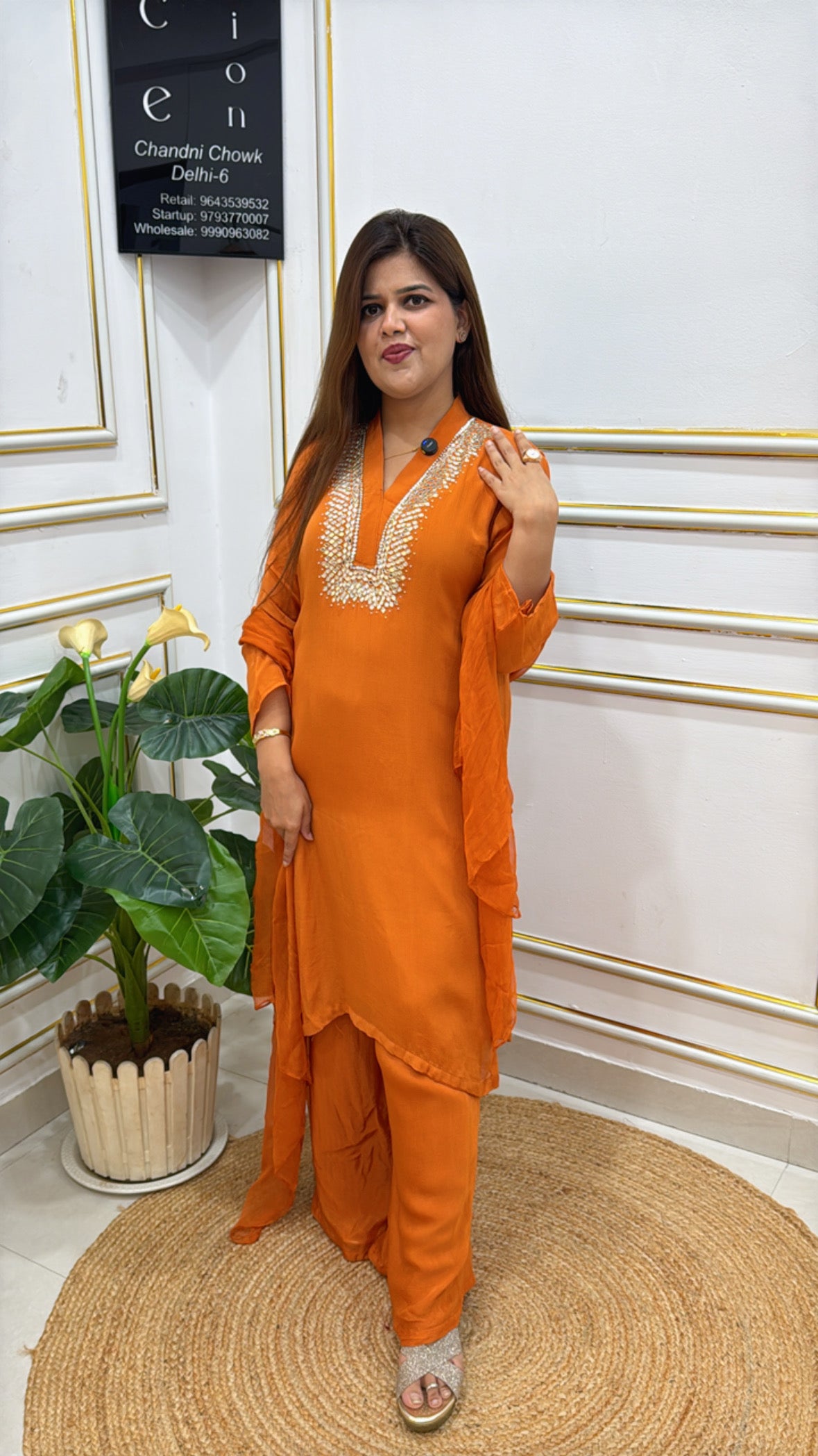 Pure Chinnon ready to wear coord set with premium pure handwork detailing GF 238