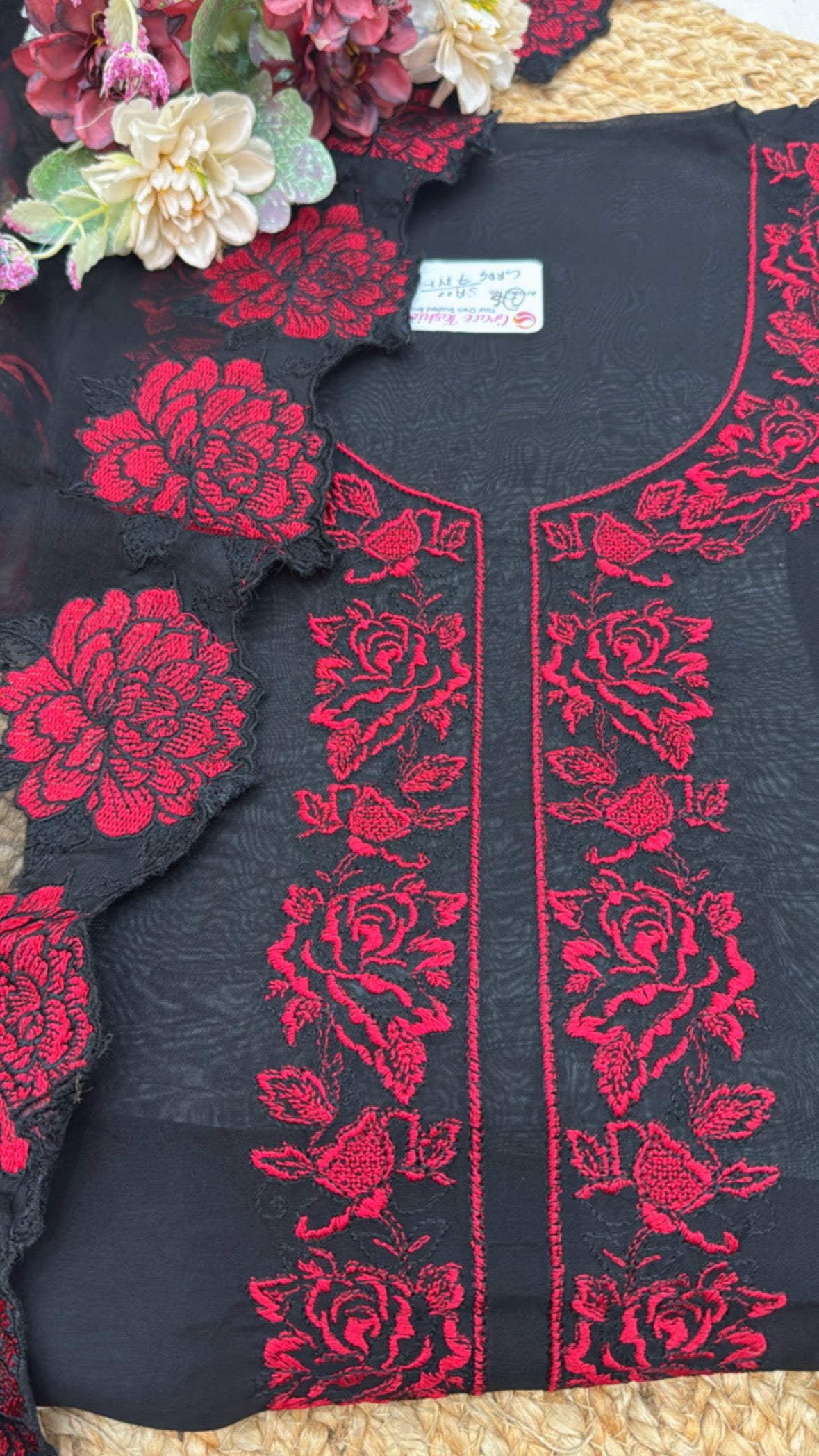 Premium pure  trending Organzza designer applique suit material with ultra luxury chiffon dupatta GF 236