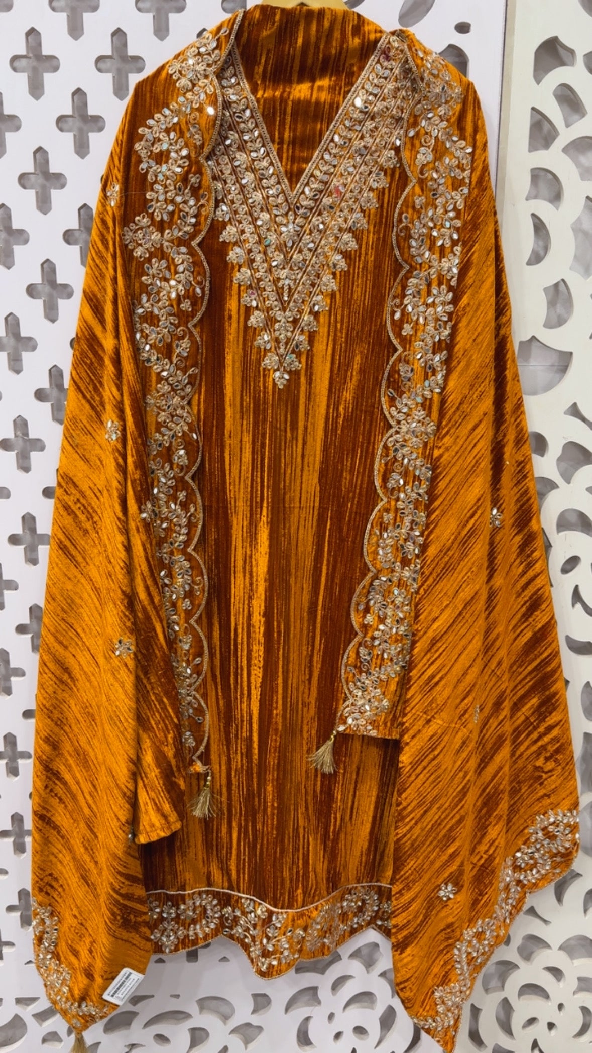 Winter glam partywear crushed velvet full handwork latest premium velvet collection along with work velvet bottom with full  velvet work dupatta GF841