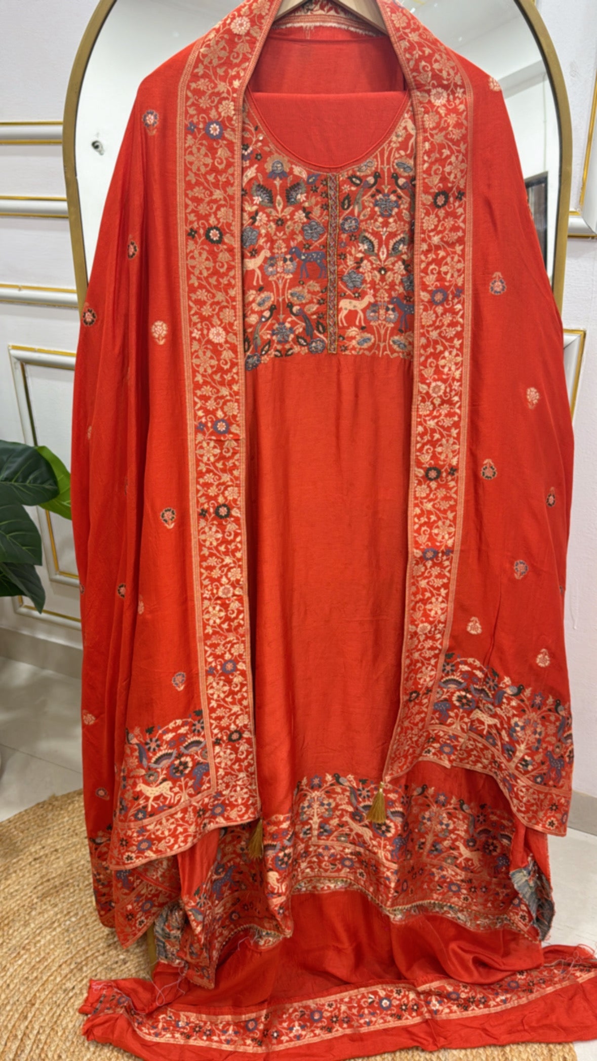 Premium pure  traditional raw silk fully weaved shirt and dupatta GF 247