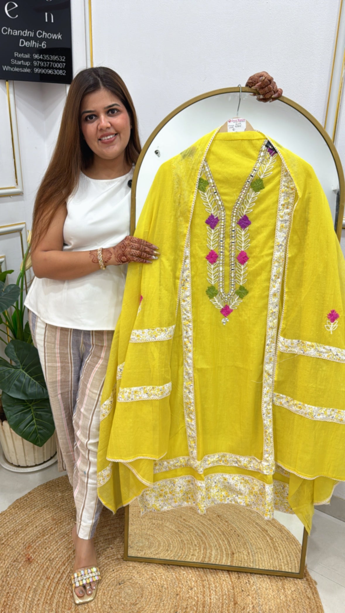 Premium Mal suit with designer festival special unique neck creation  Crafted with pure Mal embroidered and applique dupatta GF 246