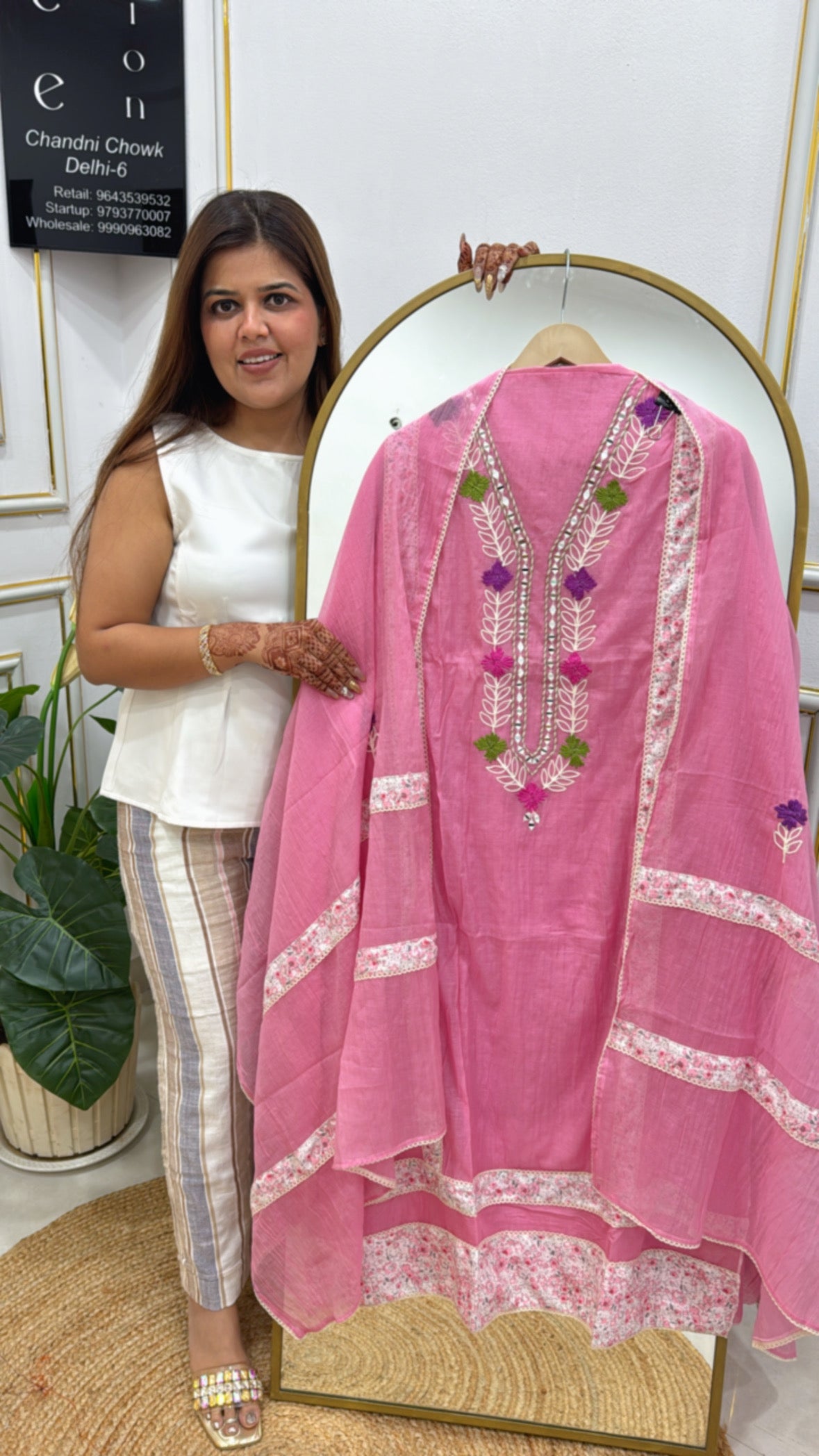 Premium Mal suit with designer festival special unique neck creation  Crafted with pure Mal embroidered and applique dupatta GF 246