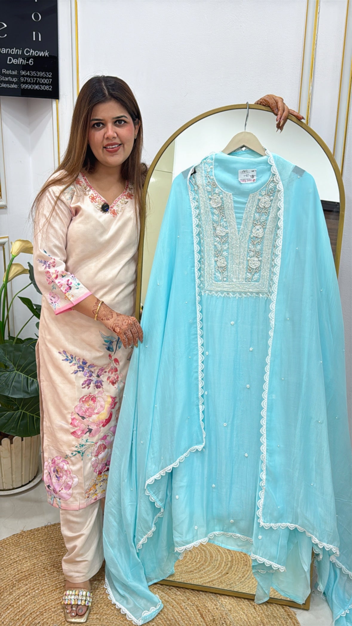 Viral Mal Mal Creation with premium handwork neck detailing with pearl motif all over with Mal dupatta super classy look GF 251