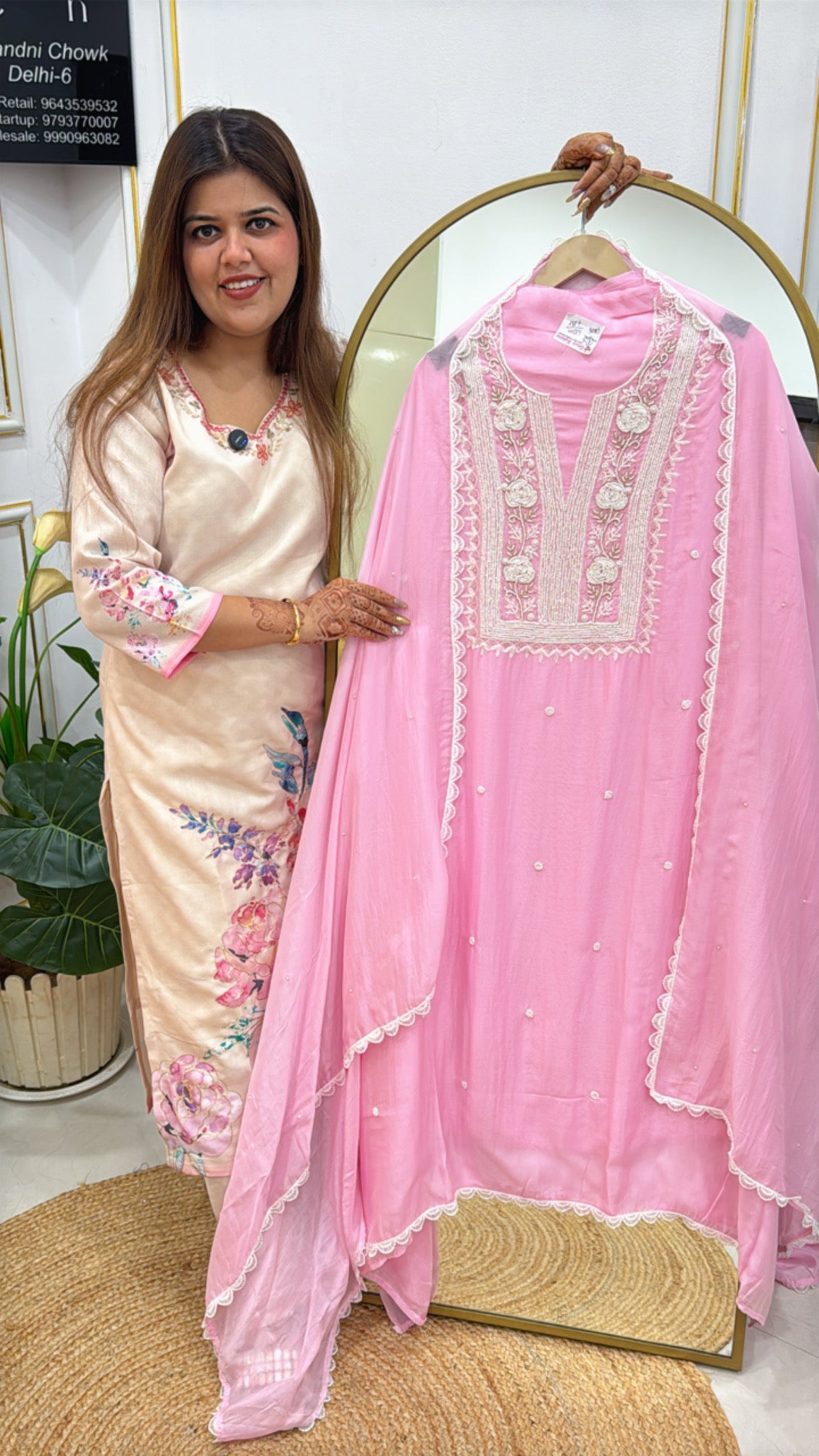 Viral Mal Mal Creation with premium handwork neck detailing with pearl motif all over with Mal dupatta super classy look GF 251