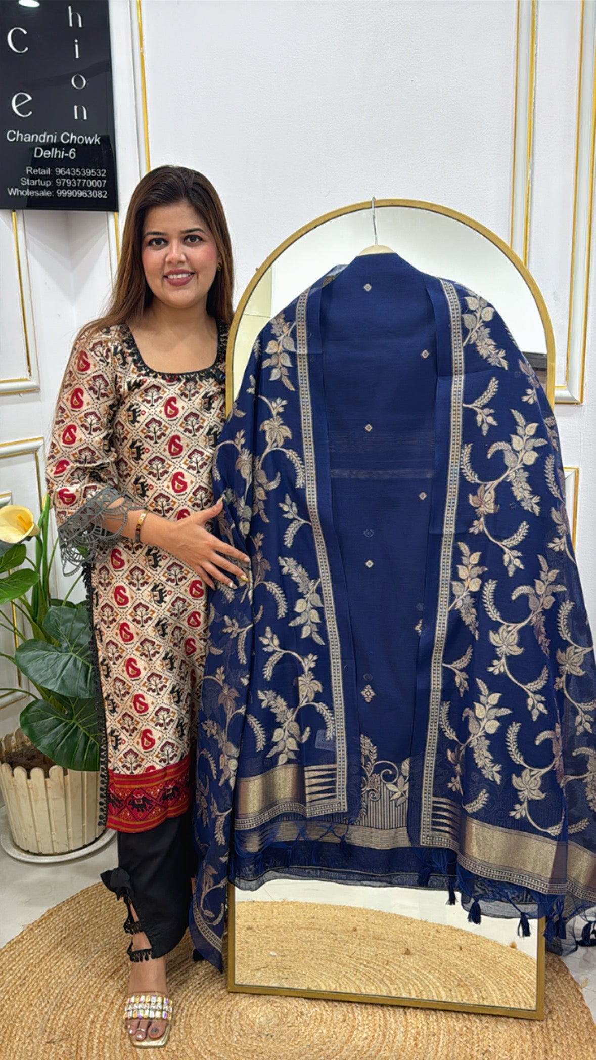 Moonga Silk Jamdhani Unstitched Suit Material for Women – Traditional Weaved Design GF 284