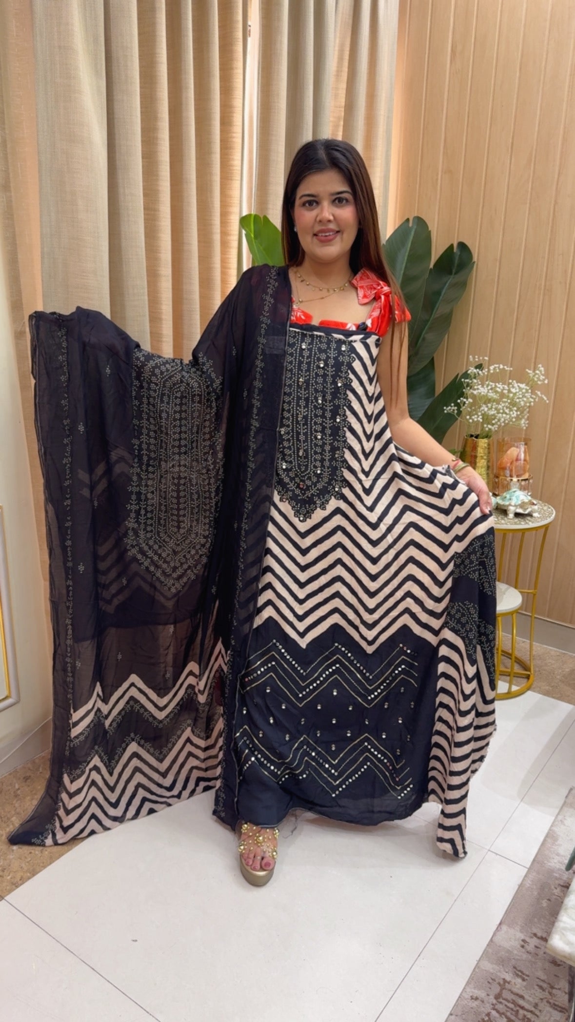 Beautiful and graceful pure muslin digital printed suit material along with beautiful digital printed dupatta GF1166 Midnight Black