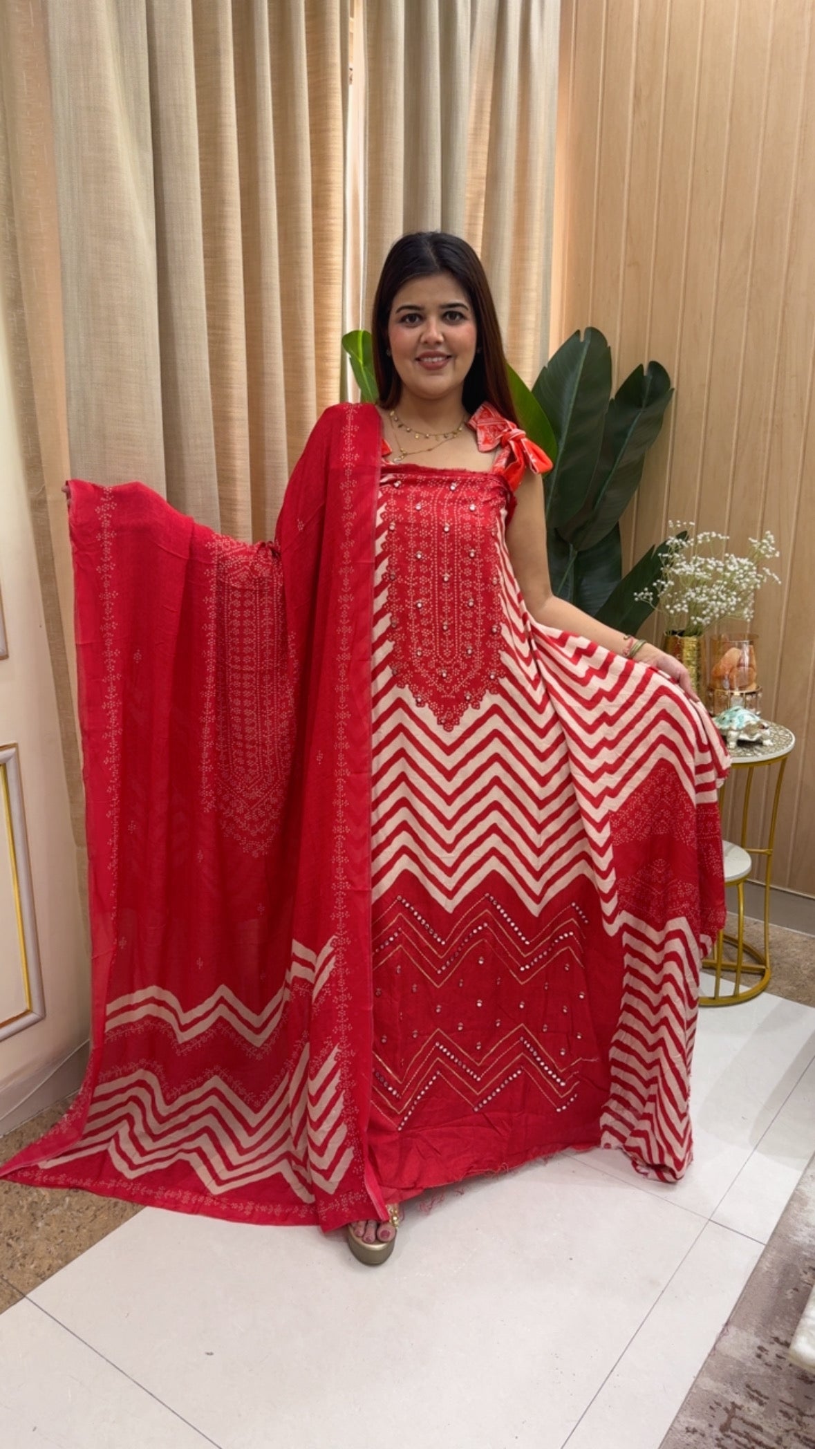 Beautiful and graceful pure muslin digital printed suit material along with beautiful digital printed dupatta GF1166 Scarlet Red