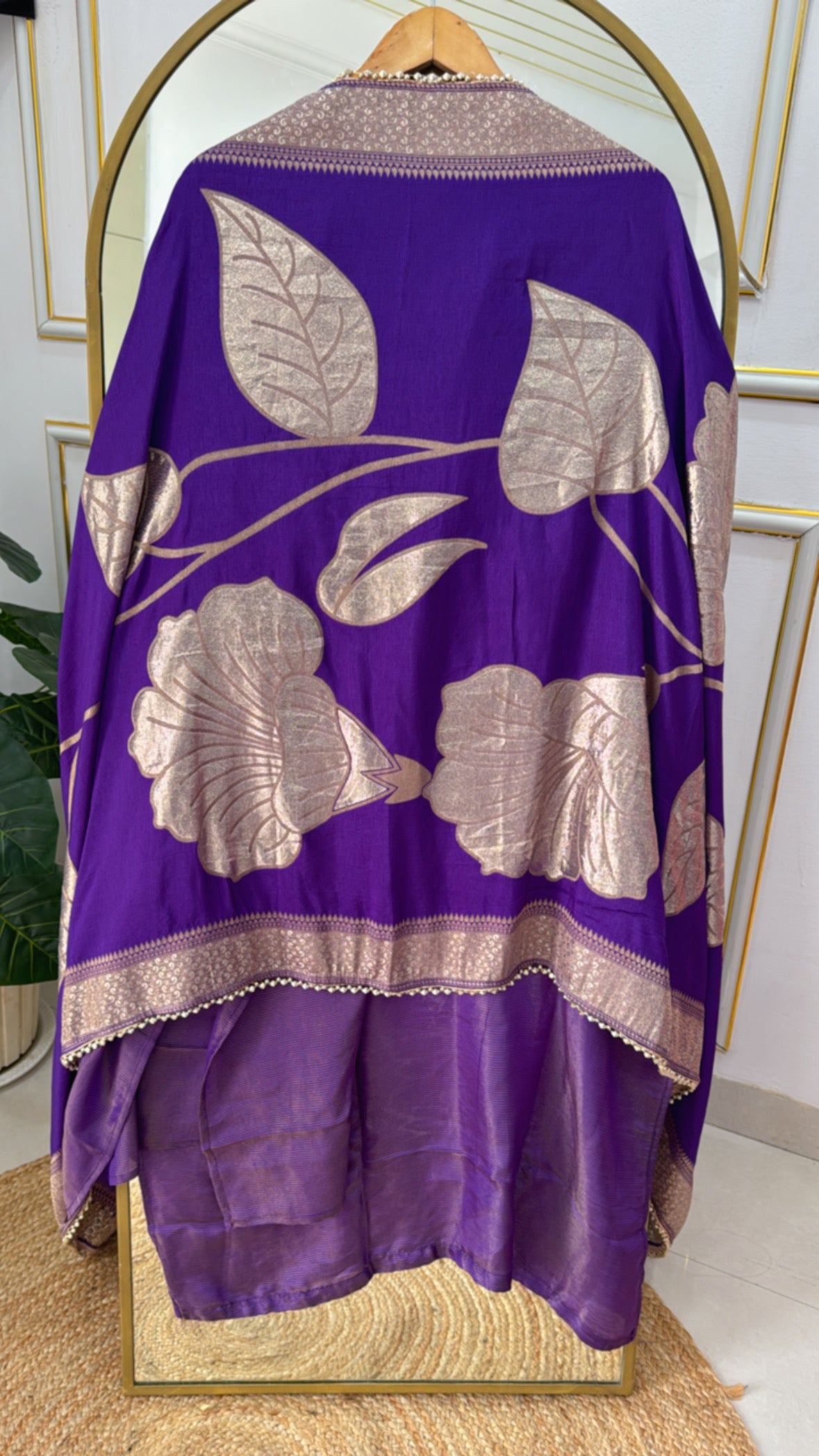 Rakhi Special Pure Shasha Silk Suit Set with Handwork Detailing & Pure Kanjivaram Weaved Dupatta GF 321