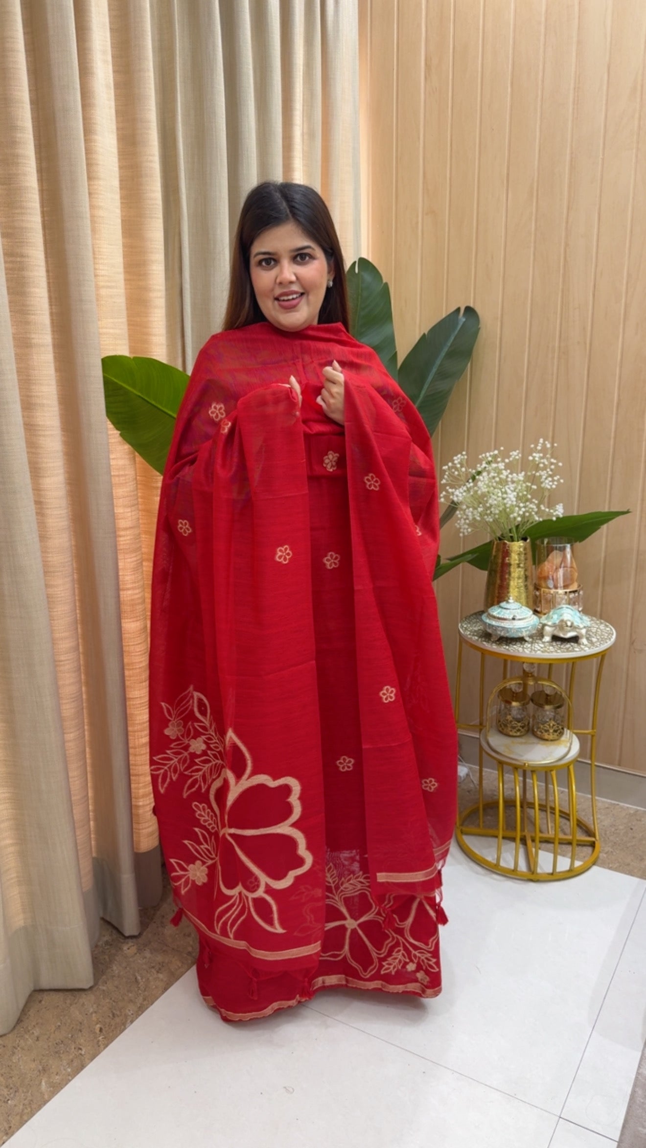 Royal and classy most demanded Moonga silk jamdhani with golden weaved applique work and premium Moonga silk dupatta GF1182