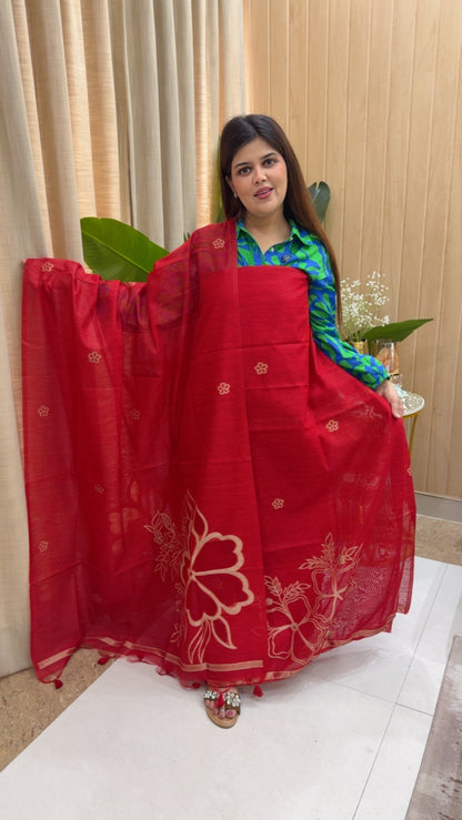 Royal and classy most demanded Moonga silk jamdhani with golden weaved applique work and premium Moonga silk dupatta GF1182