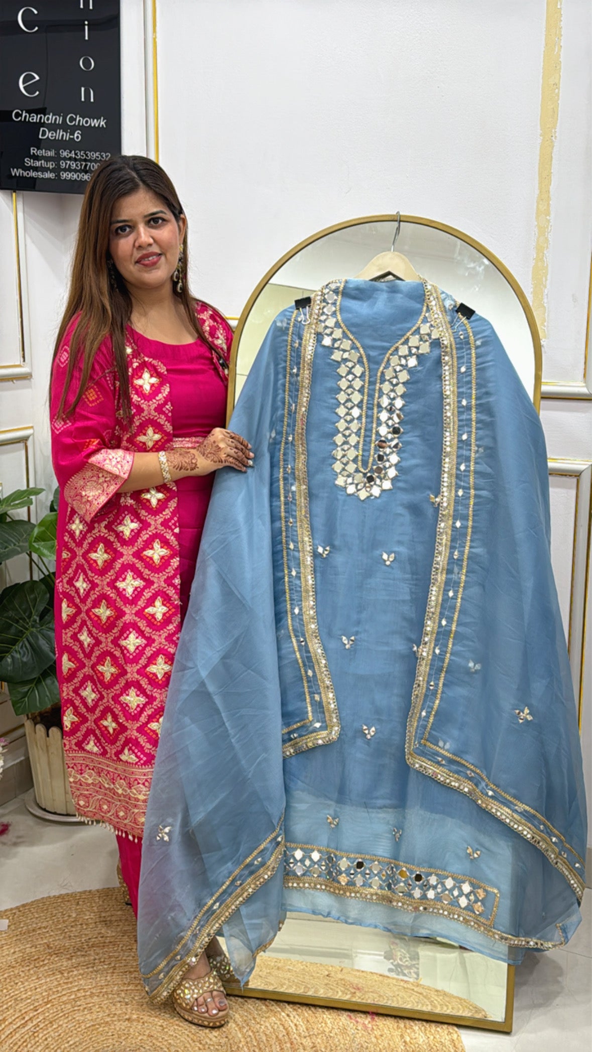 Glass Tissue Organza Unstitched Suit with Real Mirror Work GF 282