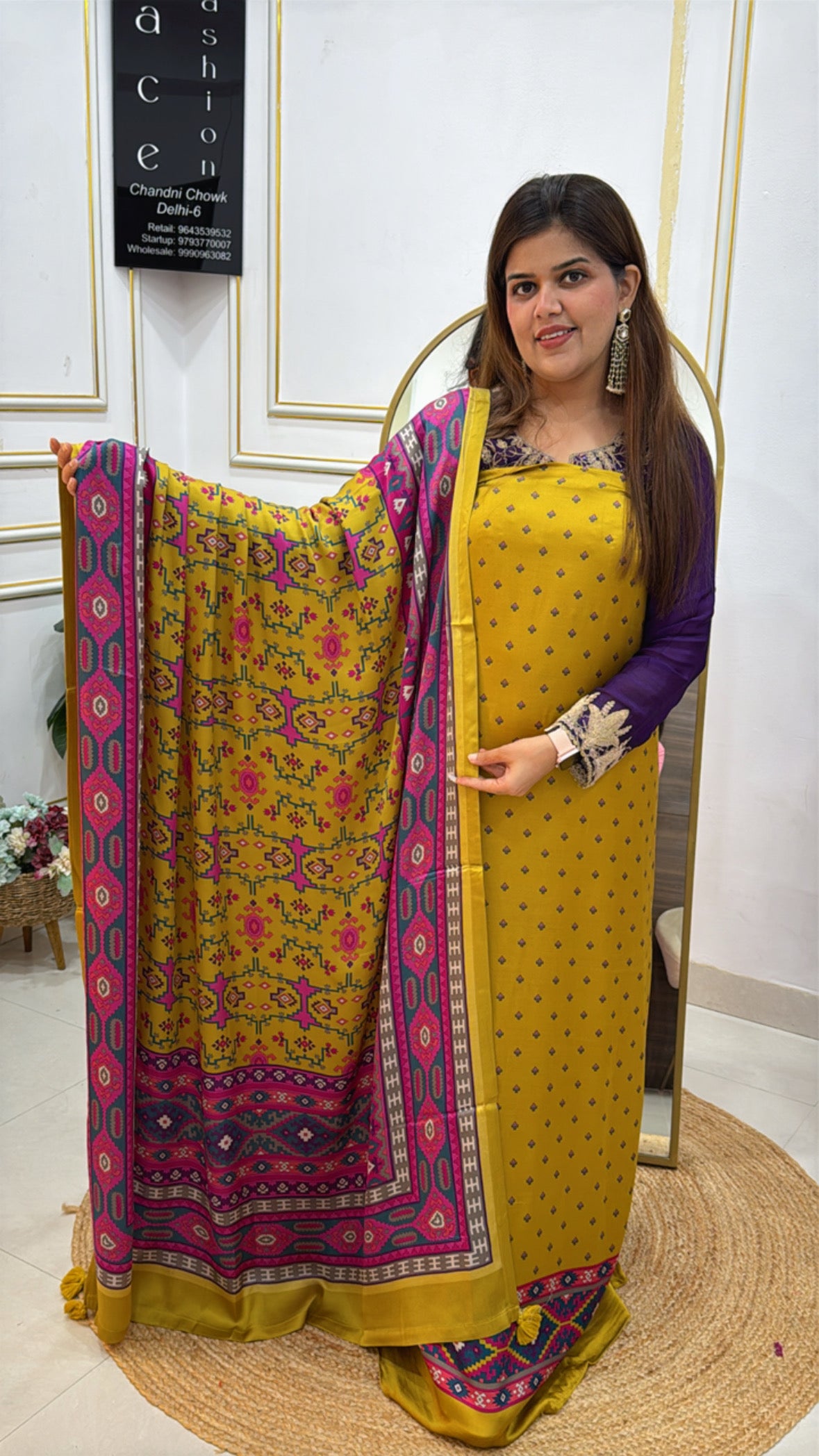 Premium Pure Kalamkari Printed Gajji Silk Suit Material with Matching Pure Gajji Silk Dupatta GF 446