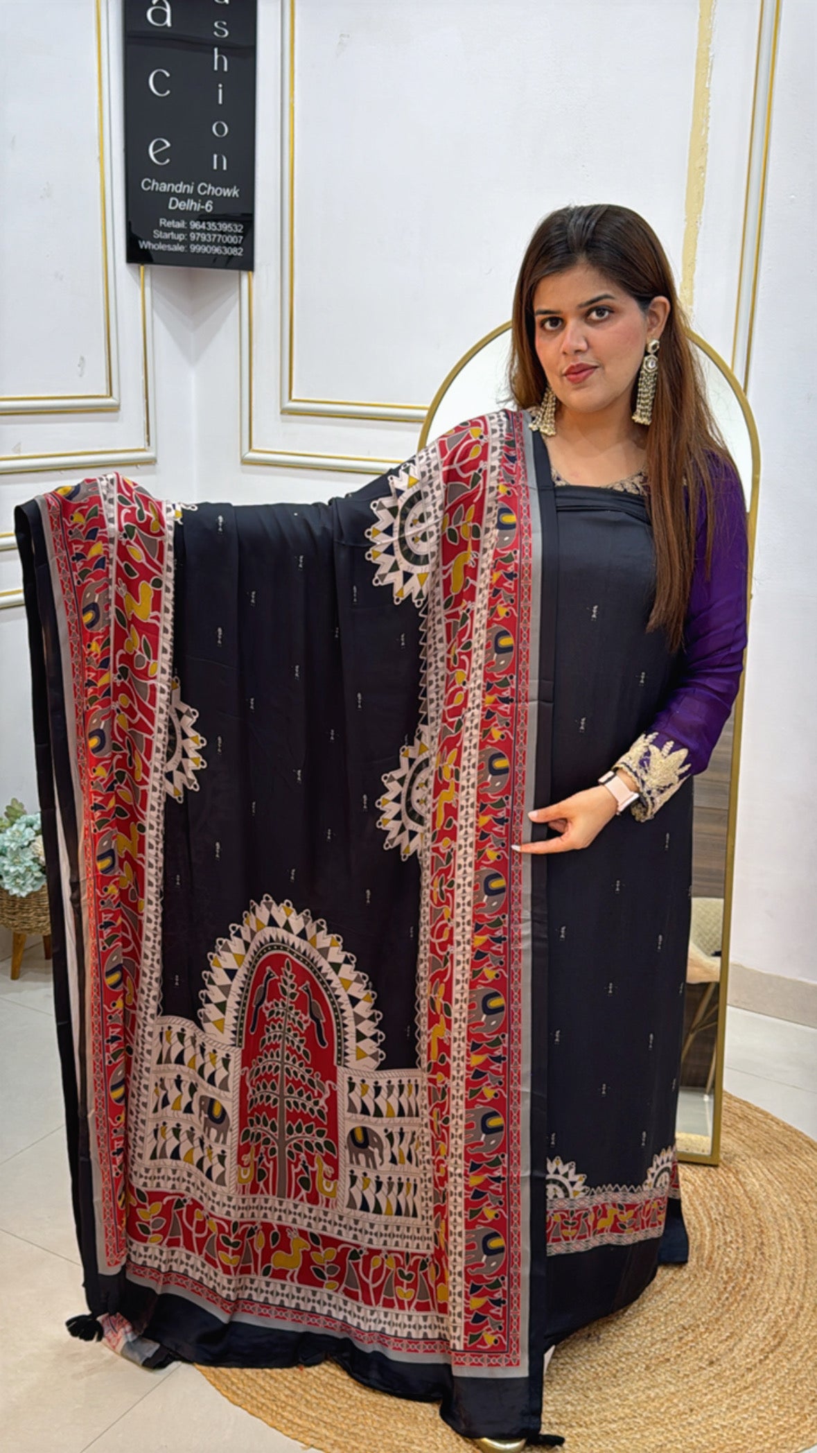 Premium Pure Kalamkari Printed Gajji Silk Suit Material with Matching Pure Gajji Silk Dupatta GF 446