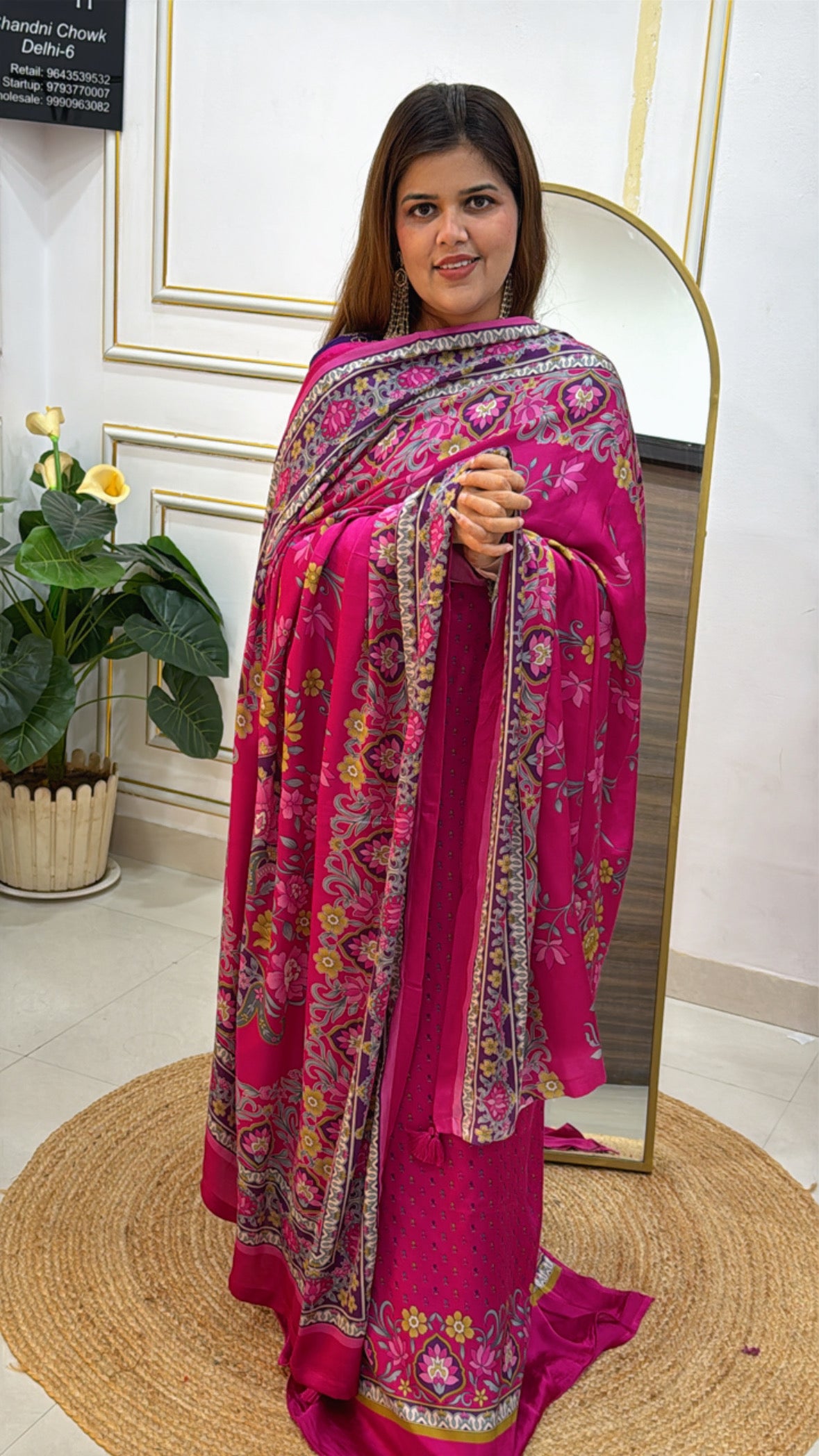 Premium Pure Kalamkari Printed Gajji Silk Suit Material with Matching Pure Gajji Silk Dupatta GF 446