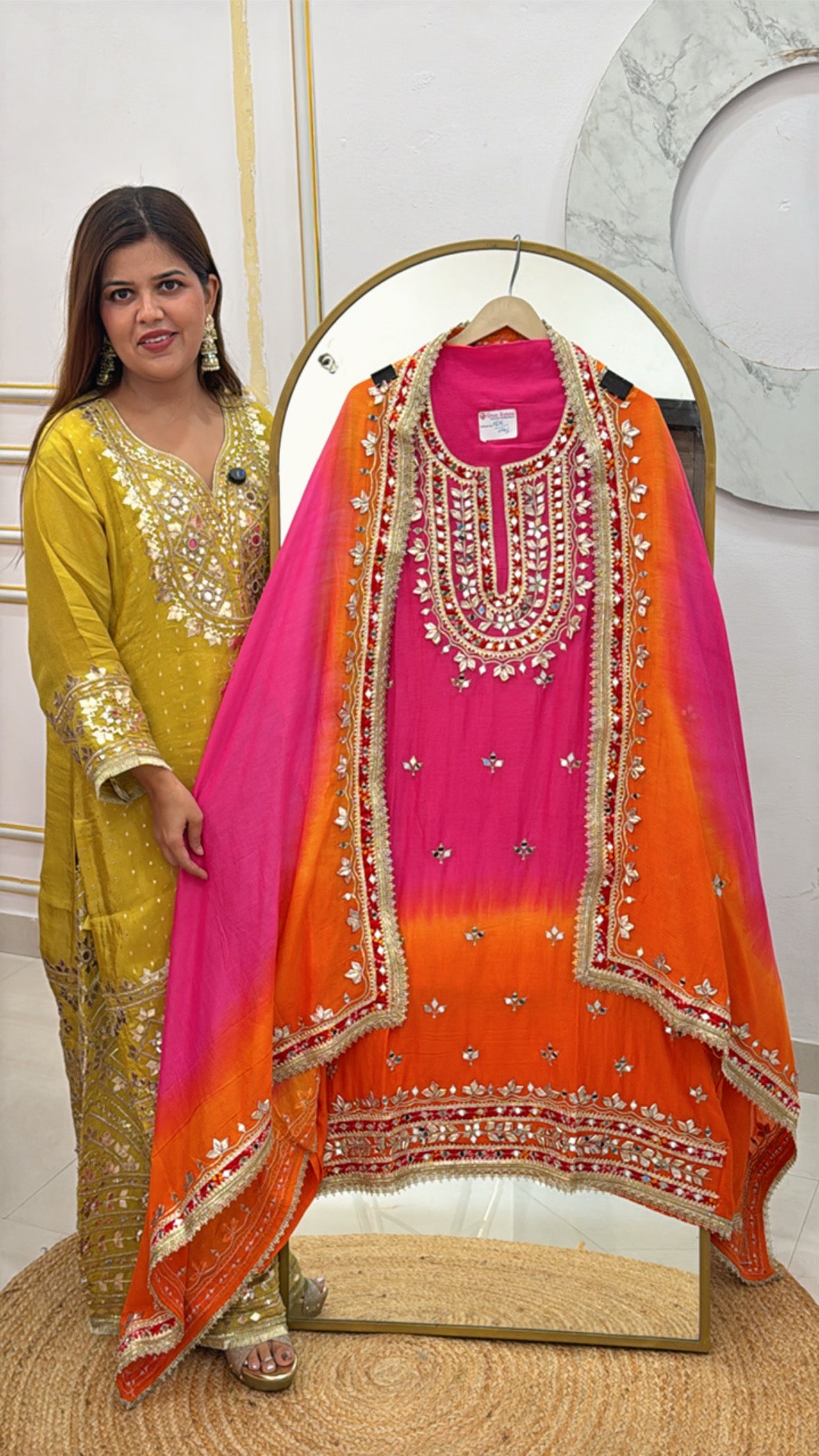 Pure designer gota manual creation over pure mul mul suit material trending ombre style along with pure mul mul dupatta GF485