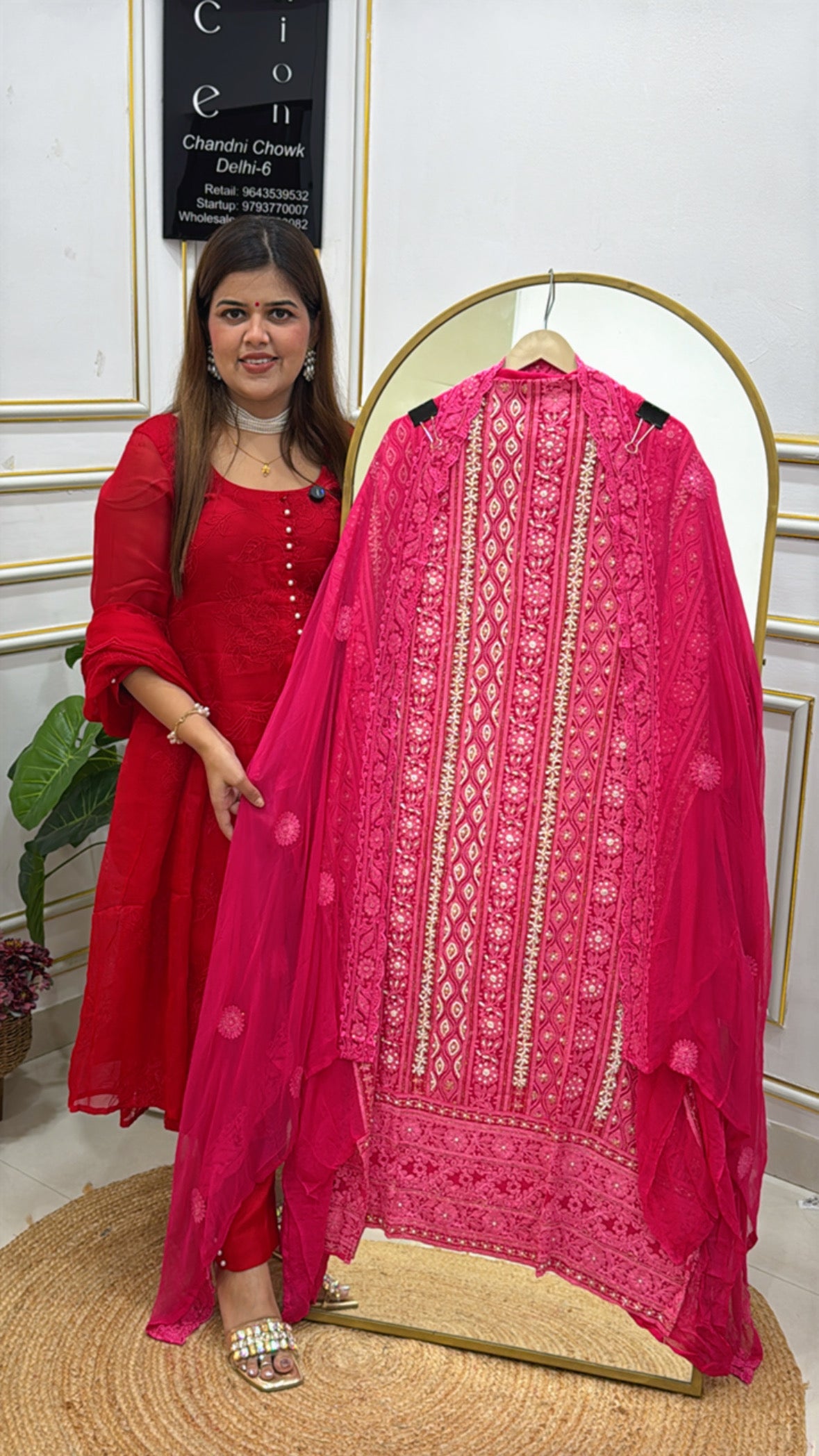 Evergreen Pure Georgette Lucknowi Chikankari Handwork Suit with Embroidered Chiffon Dupatta GF 545