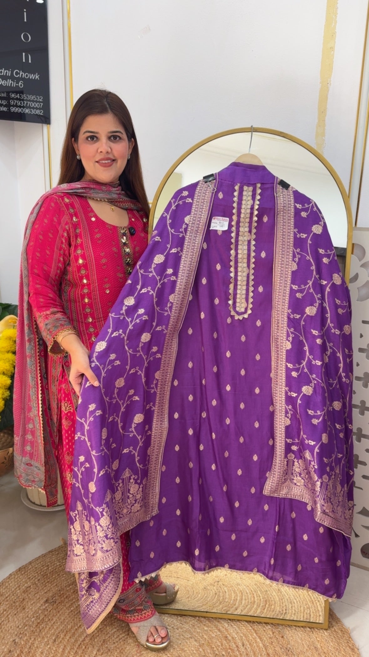 Premium pure dola silk wedding and partywear special weaved suit material with weaved silk dupatta GF714