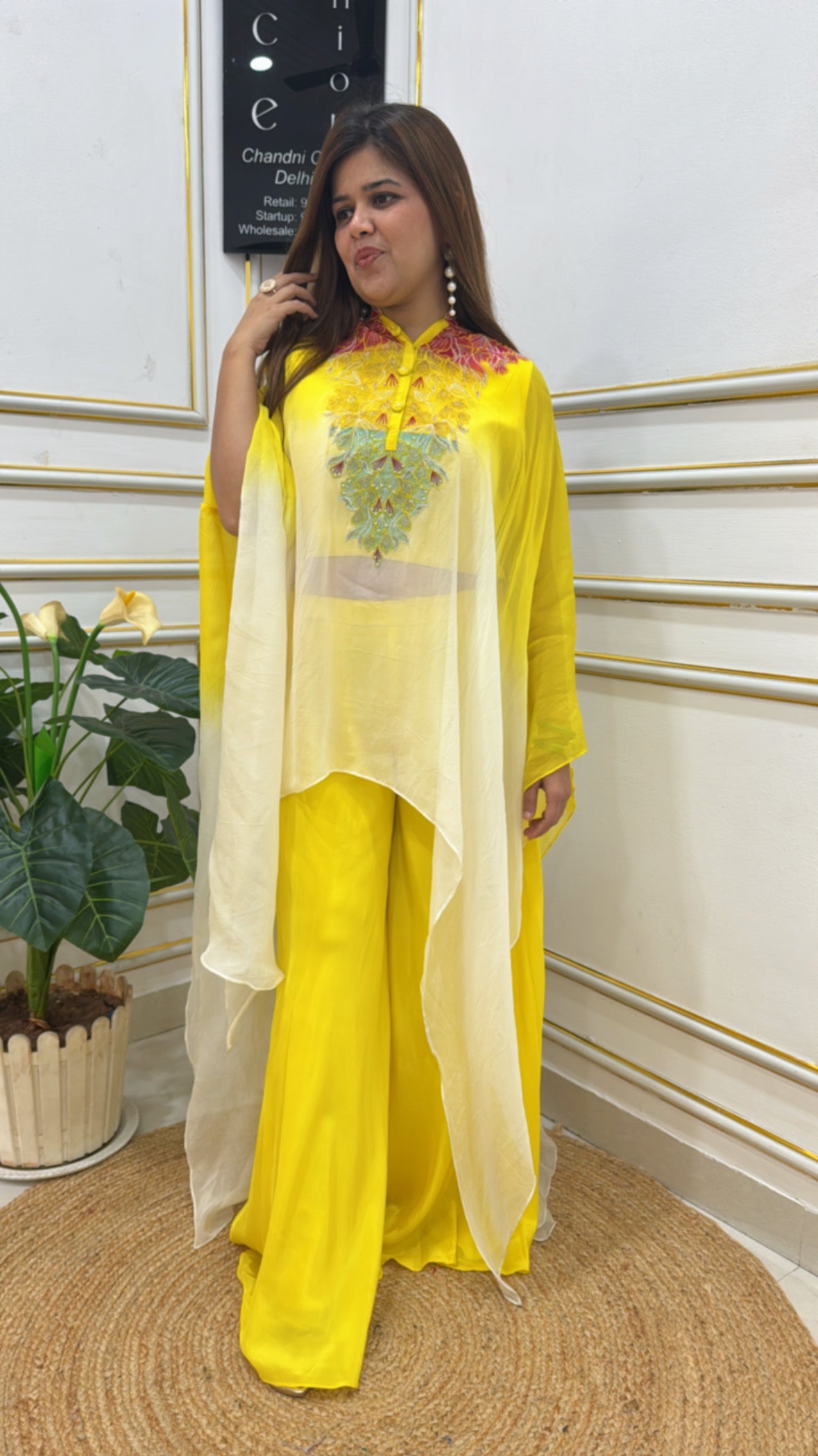 Pure crape top with pure crape flapper along with organic Organzza shrug (size upto42) SG 01