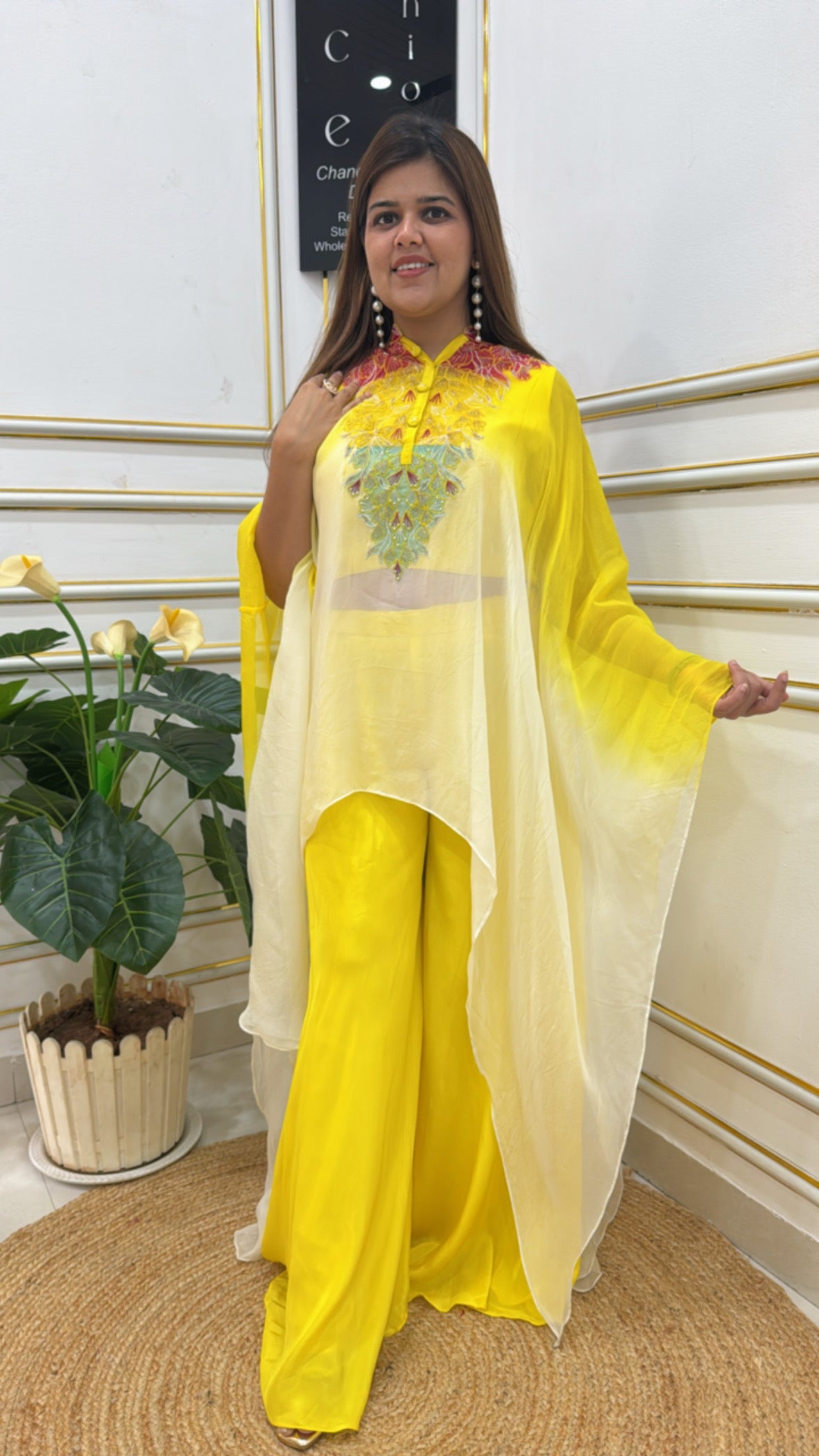 Pure crape top with pure crape flapper along with organic Organzza shrug (size upto42) SG 01