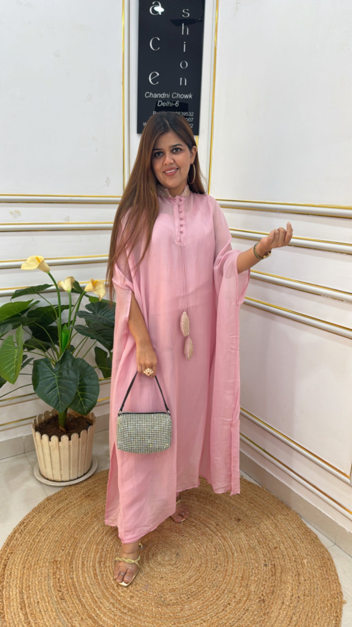 Premium designer kaftaan style dress with zardosi handwork detailing at back SF05  - Size 42-44