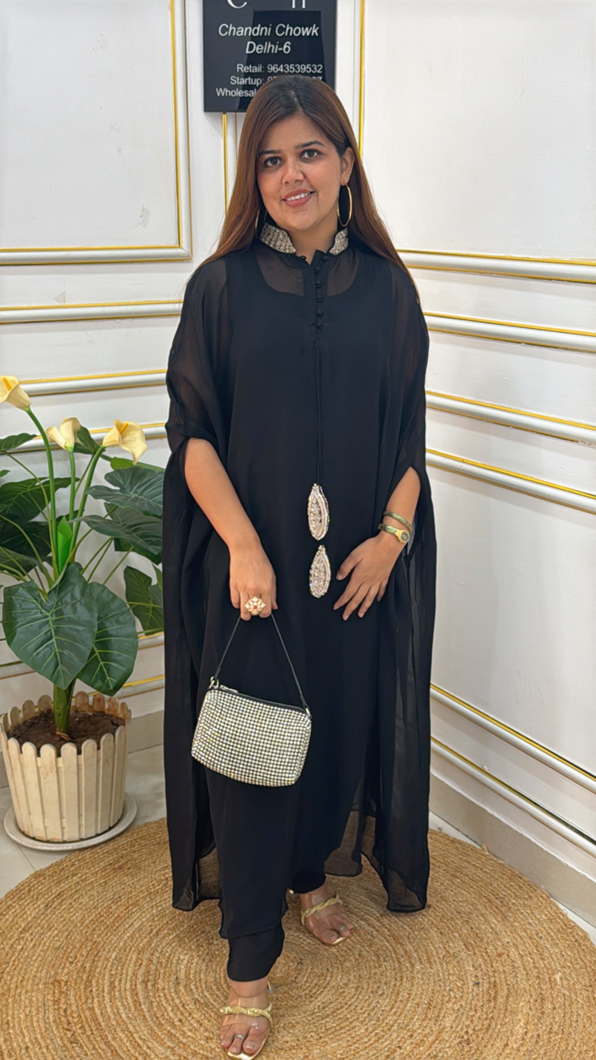 Premium designer kaftaan style dress with zardosi handwork detailing at back SF05  - Size 42-44