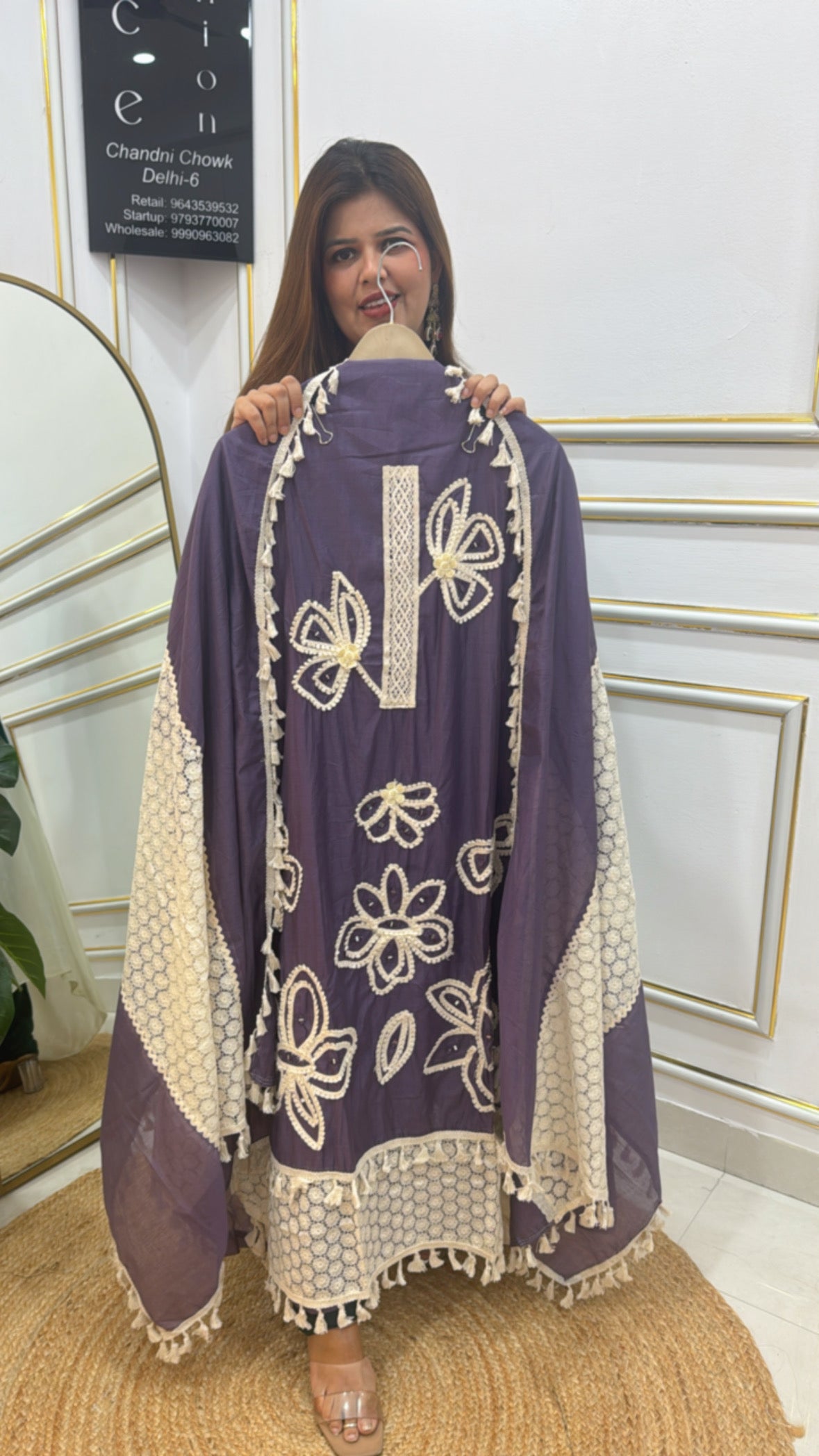 PREMIUM MAL COTTON SILK APPIQUE THREAD DETAILING TRENDING UNSTITHCED SUIT GF 210