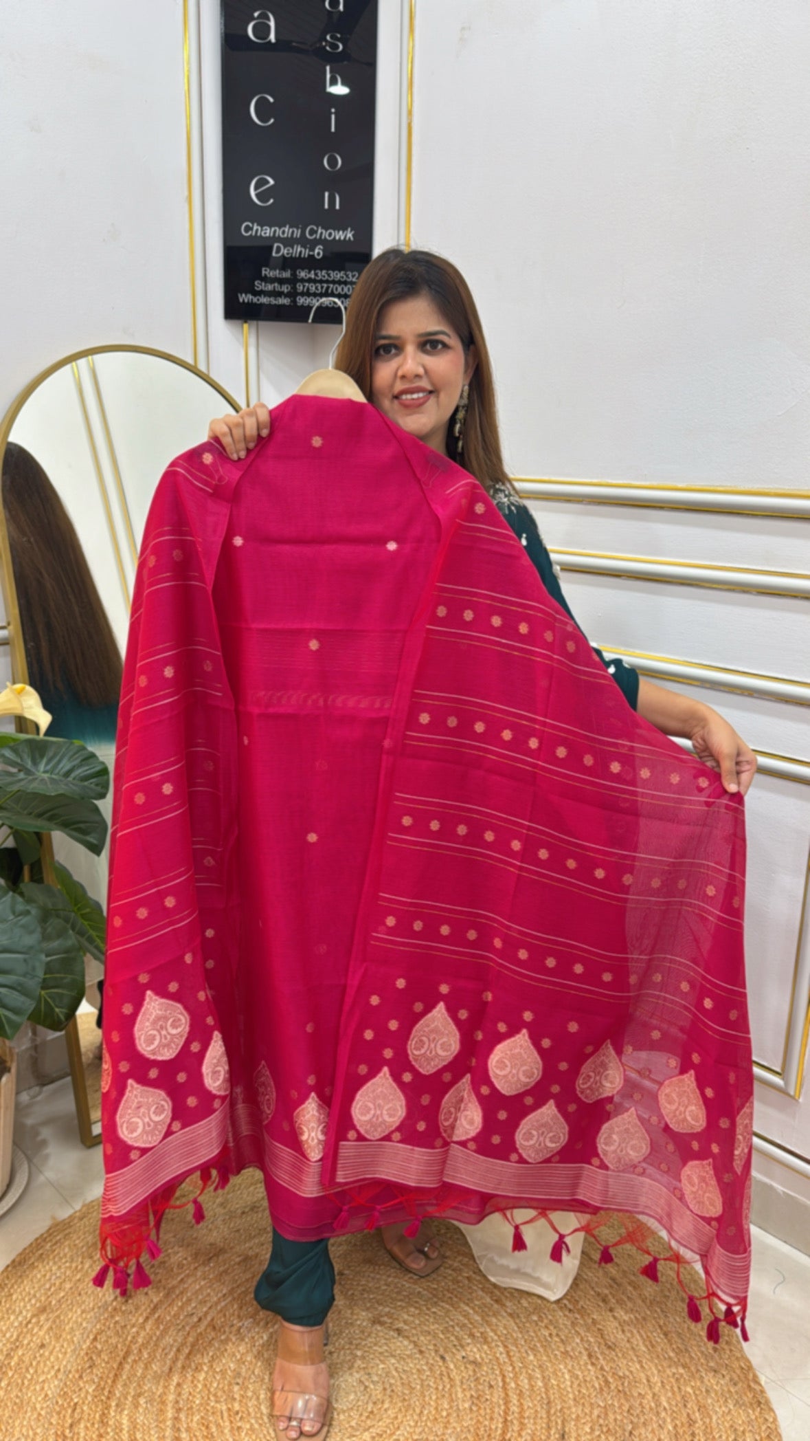 LINEN JAMDHANI WEAVED ELEGANT DESIGNER SEMI PARTY WEAR UNSTITCHED SUIT GF 208