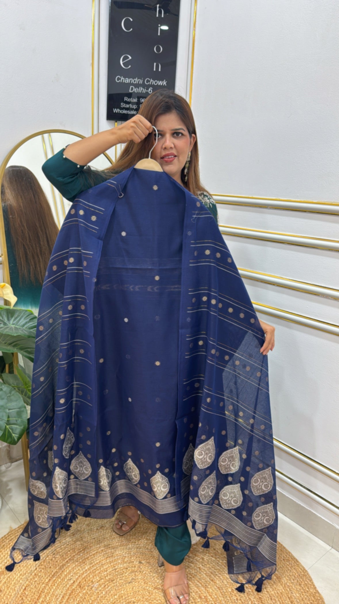 LINEN JAMDHANI WEAVED ELEGANT DESIGNER SEMI PARTY WEAR UNSTITCHED SUIT GF 208