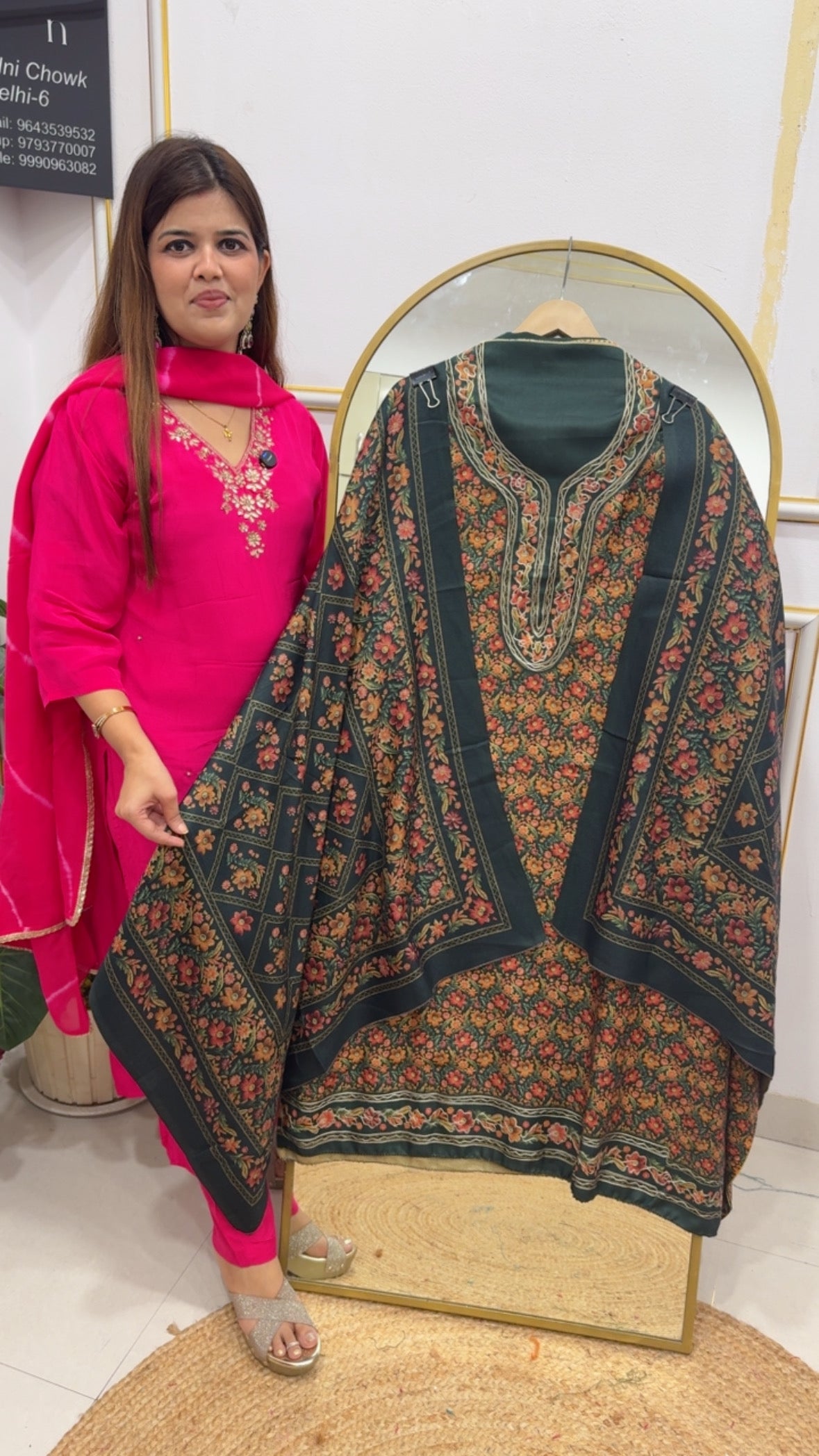 Winter essentials Kani printed embroidered Kashmiri pashmina suit materials with pashmina dupatta and pashmina bottom gf 787