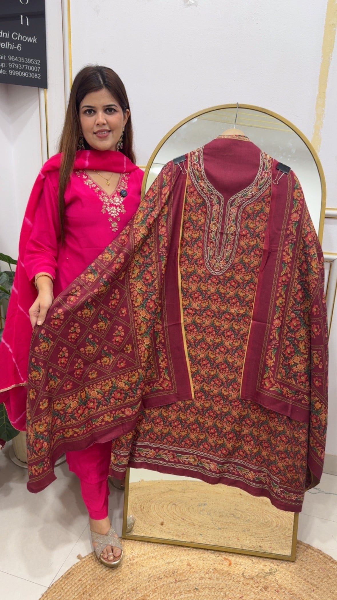 Winter essentials Kani printed embroidered Kashmiri pashmina suit materials with pashmina dupatta and pashmina bottom gf 794