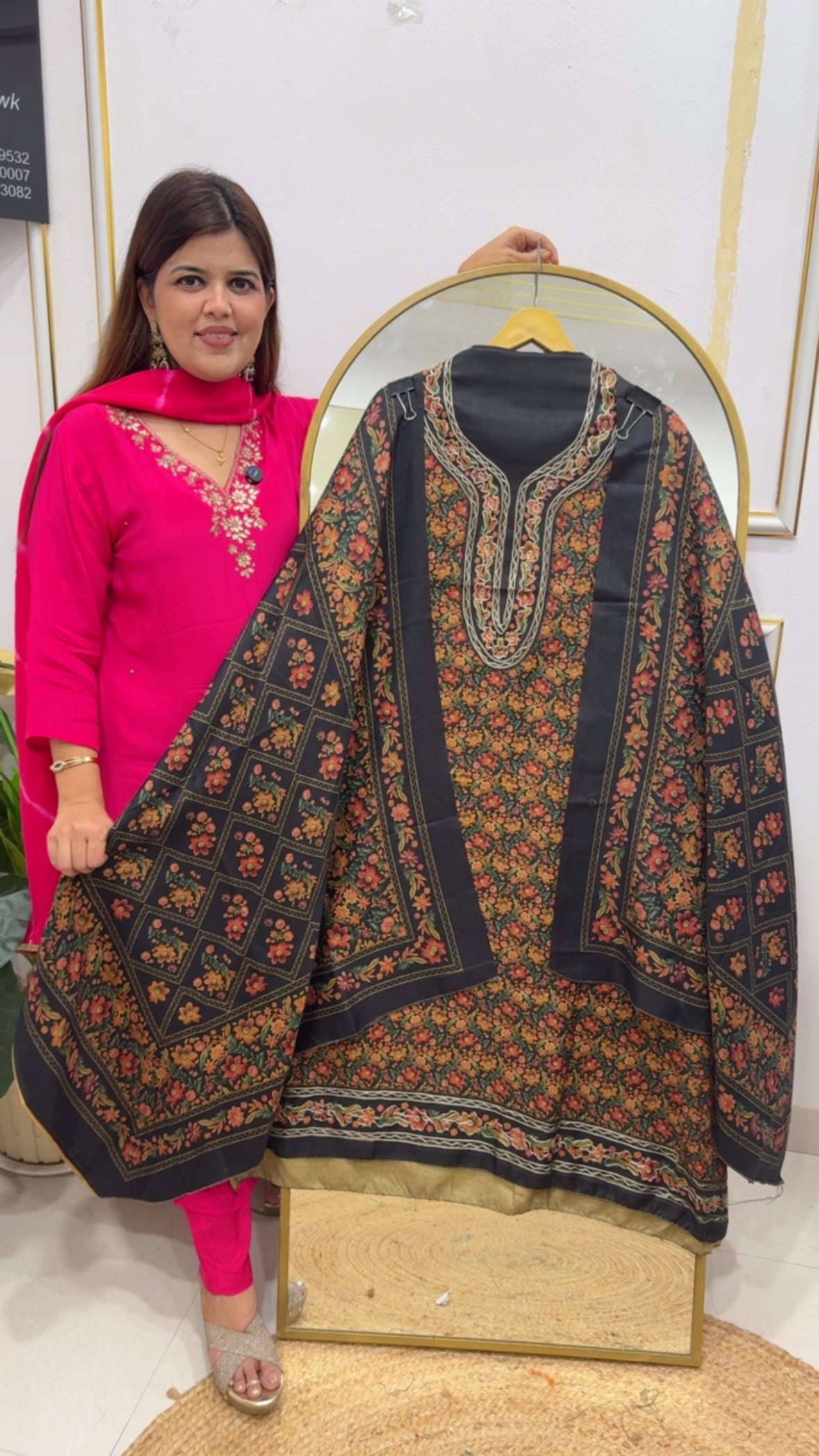 Winter essentials Kani printed embroidered Kashmiri pashmina suit materials with pashmina dupatta and pashmina bottom gf 787