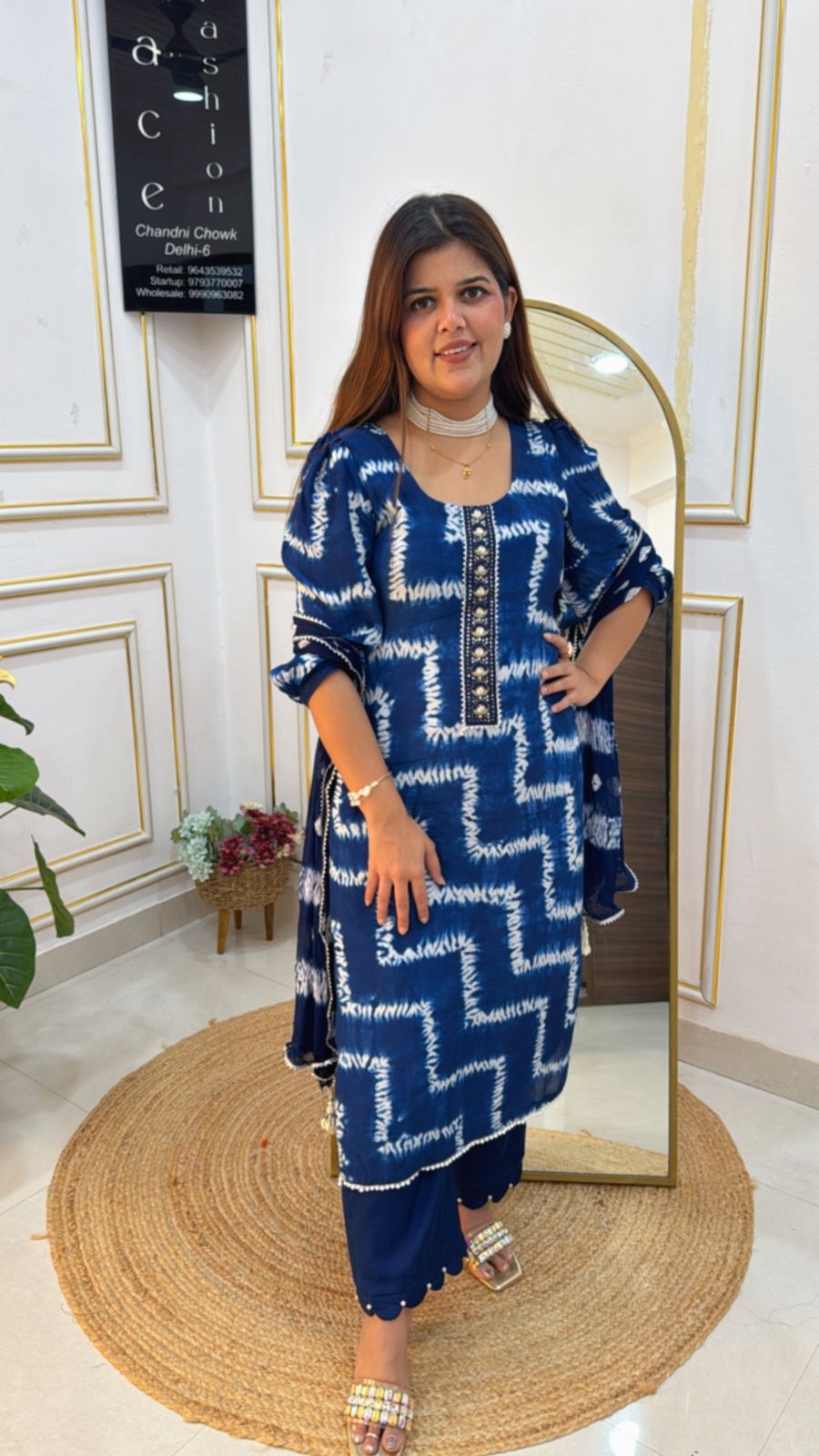 Vibrant Designer Shibori Printed Pure Crepe Suit Material with Bandhej Chiffon Dupatta GF 567