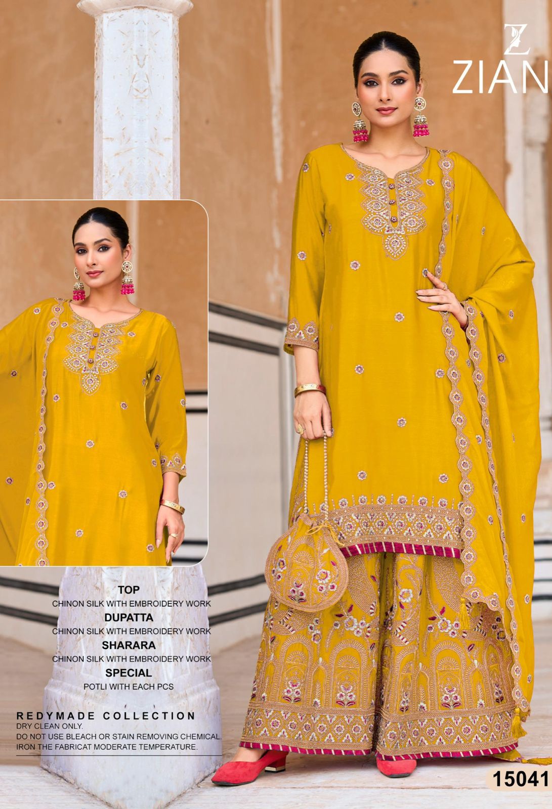 Ready to wear exclusive pure chinnon silk partywear fully embroidered dress  GF653