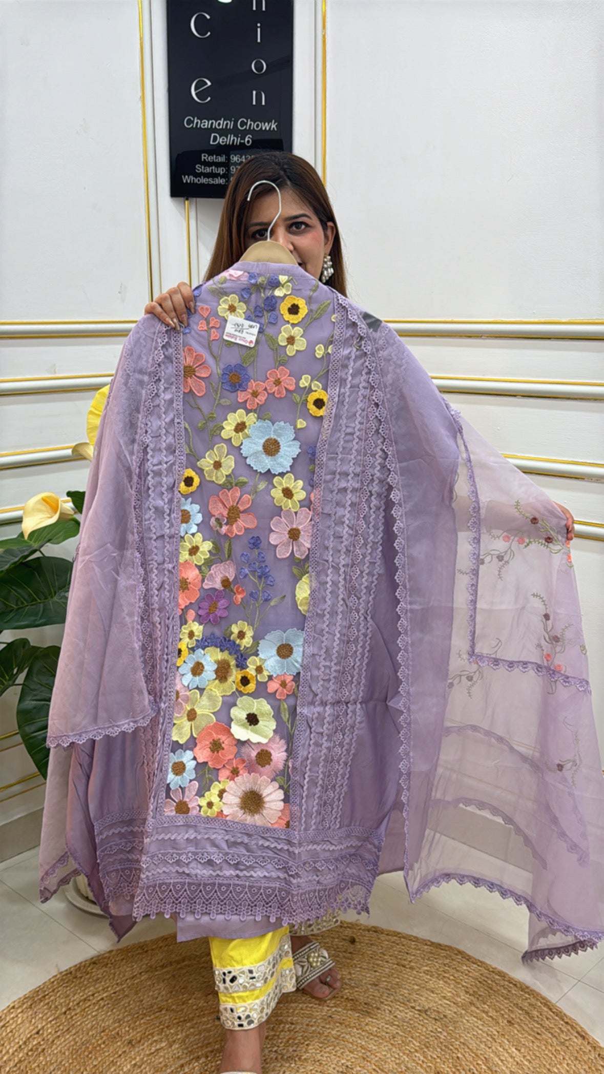 Lavender Floral Embroidered Kimono by The Grace Fashion with Colorful Flower Details