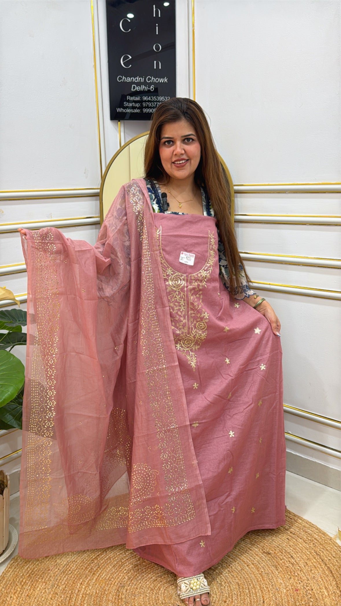 PREMIUM MUL ZARI DORIA EMBROIDED  COTTON SILK FABRIC  UNSTITCHED SUIT GF 44