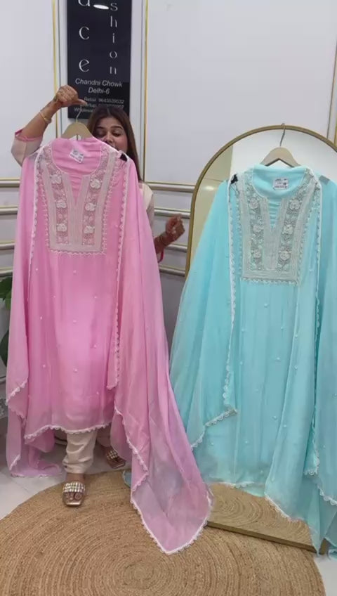 Viral Mal Mal Creation with premium handwork neck detailing with pearl motif all over with Mal dupatta super classy look GF 251