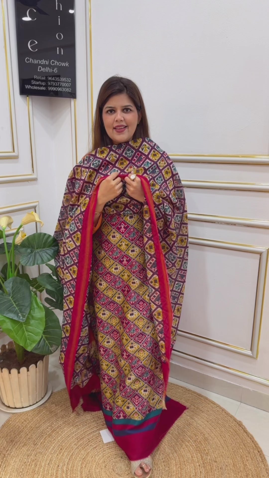 Pure 60gm Mul Chanderi Suit with All-Over Patola Print &amp; Matching Dupatta GF 273