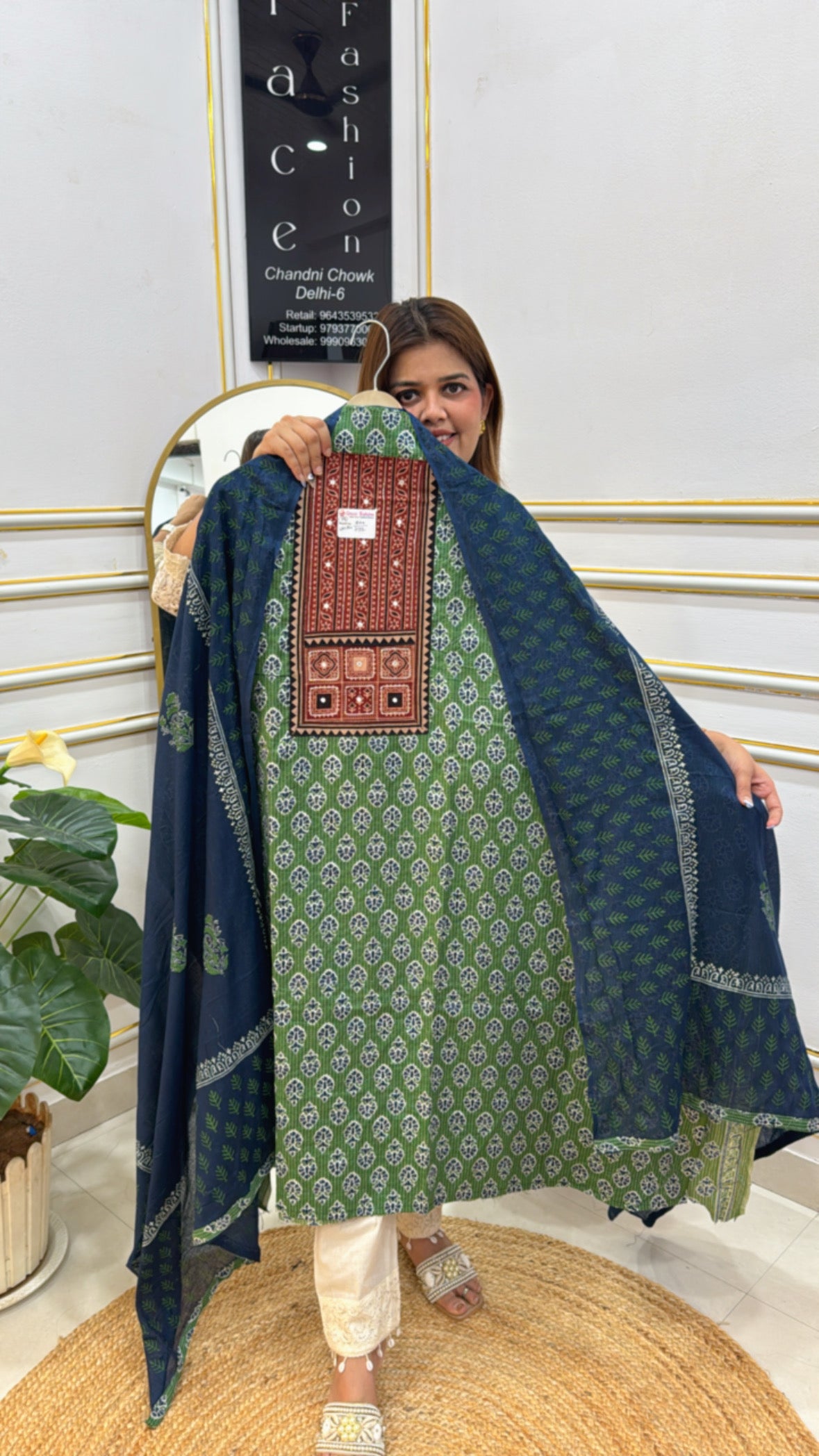 Traditional Cotton Suit Set with Intricate Pattern and Stylish Dupatta from The Grace Fashion