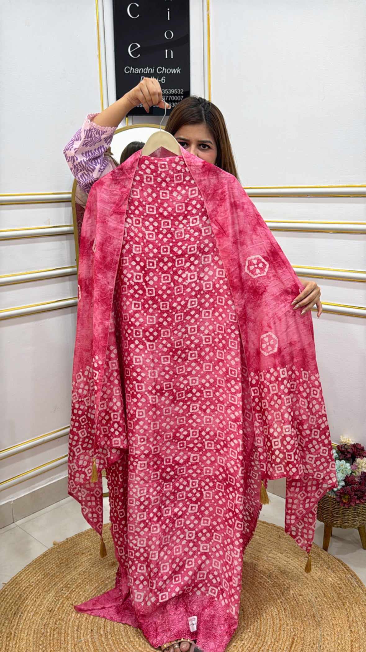 The Grace Fashion Pink Chanderi Silk Dupatta with Intricate Floral Patterns for Elegant Styling