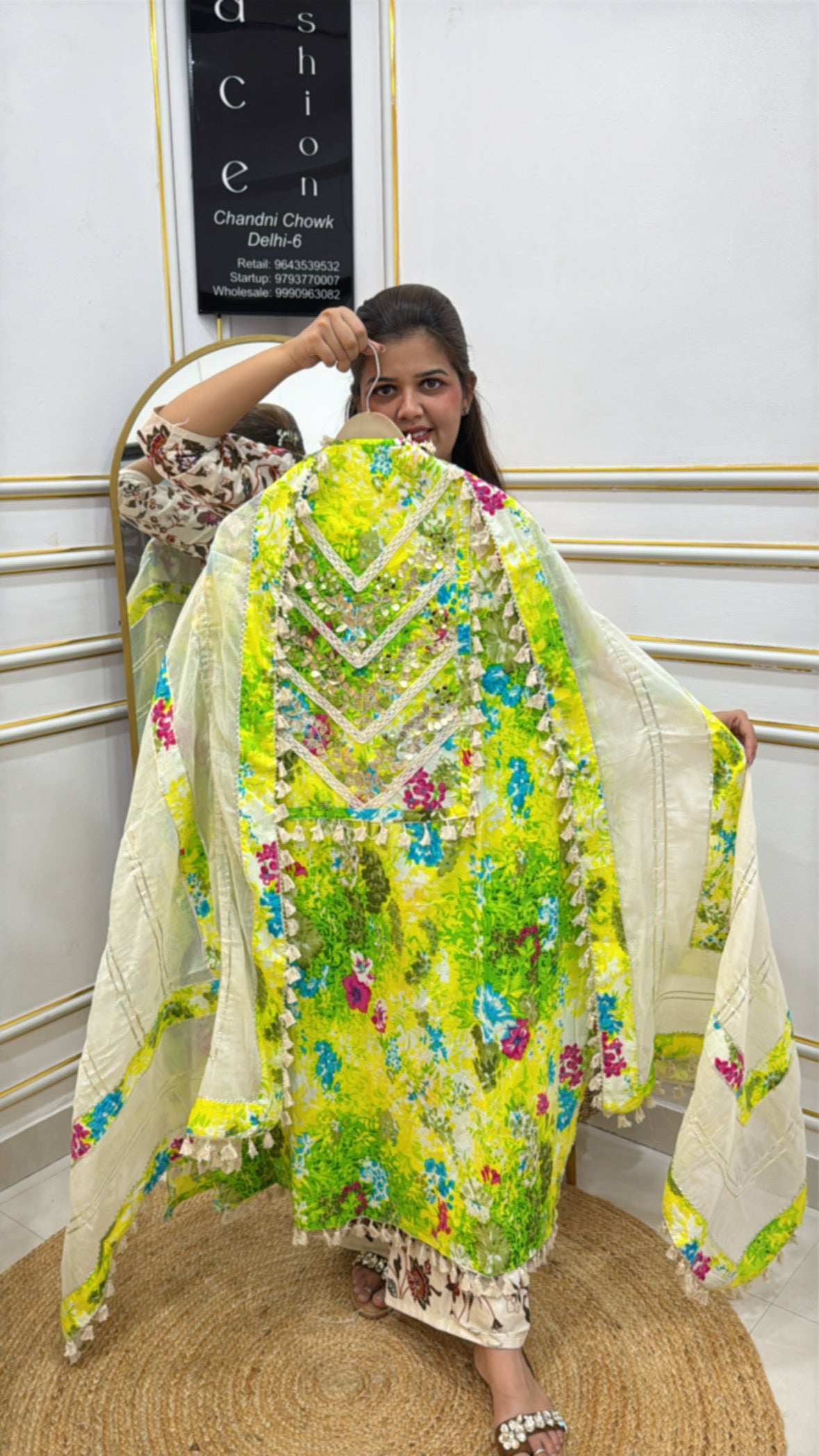 Bright Yellow Floral Chanderi Cotton Shawl from The Grace Fashion with Intricate Embroidery